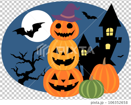 ハロウィン かぼちゃタワー ベクターイラストのイラスト素材