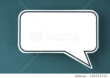 The Blank white speech bubble on a green background for your text. 106353352