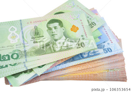 The Thai banknotes isolated on white background. The Thai banknotes isolated on white background. 106353654
