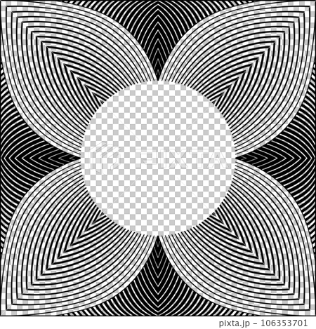 Abstract Geometric Halftone Radial Pattern in Flower Shape. Vector Art. 106353701