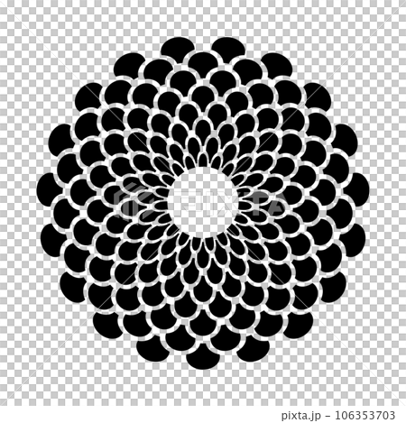 Abstract Decorative Radial Circle Black and White Pattern in Rosette Shape. Vector Art. Abstract Decorative Radial Circle Black and White Pattern in Rosette Shape. Vector Art. 106353703