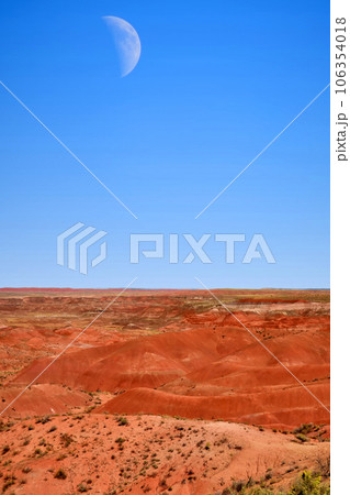Moon Rising over Barren Hostile Landscape Painted Desert Northern Arizona Moon Rising over Barren Hostile Landscape Painted Desert Northern Arizona 106354018
