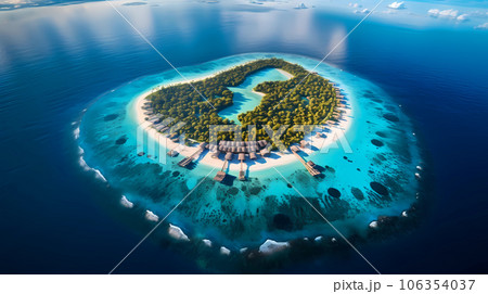 Illustration of a beautiful aerial view of a tropical island Illustration of a beautiful aerial view of a tropical island 106354037
