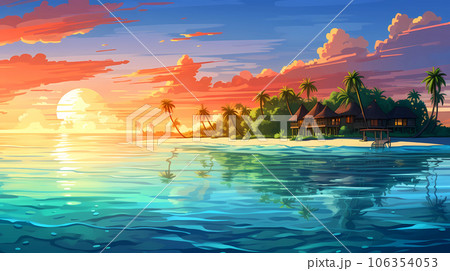 Illustration of a beautiful view of a tropical island 106354053