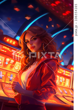 Illustration of entertainment and gambling in a luxury casino Illustration of entertainment and gambling in a luxury casino 106354165