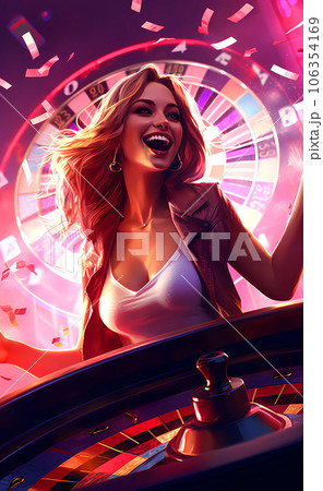 Illustration of entertainment and gambling in a luxury casino 106354169