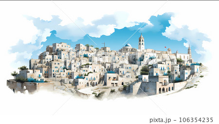 Illustration of beautiful view of Matera, Italy Illustration of beautiful view of Matera, Italy 106354235