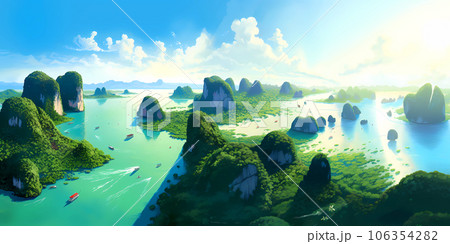 Illustration of a beautiful view of Phang Nga, Thailand Illustration of a beautiful view of Phang Nga, Thailand 106354282