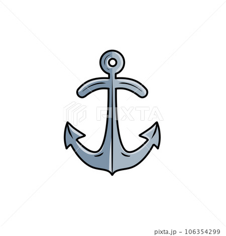 Anchor for sailing boat, element of ocean - Stock Illustration