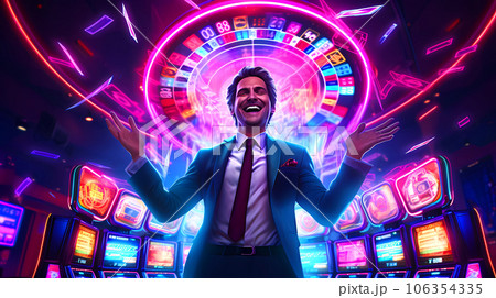 Illustration of entertainment and gambling in a luxury casino 106354335