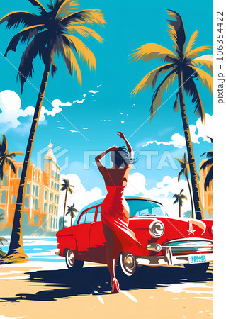 Illustration of a beautiful view of the island of Cuba Illustration of a beautiful view of the island of Cuba 106354422