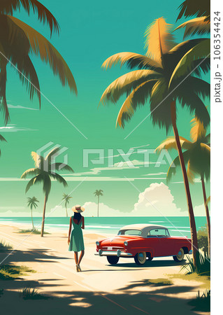 Illustration of a beautiful view of the island of Cuba Illustration of a beautiful view of the island of Cuba 106354424