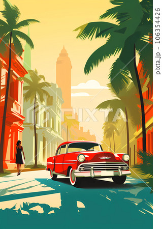 Illustration of a beautiful view of the island of Cuba Illustration of a beautiful view of the island of Cuba 106354426