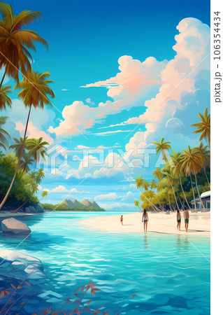 Illustration of a beautiful view of a tropical island 106354434