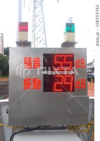 工事現場に置かれている騒音と振動の測定器 工事現場に置かれている騒音と振動の測定器 106354763