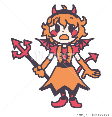 かわいい悪魔の仮装をした驚いている女の子のカラーイラスト かわいい悪魔の仮装をした驚いている女の子のカラーイラスト 106355454
