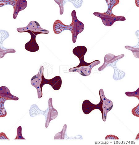 Hand drawn psychedelic mushrooms seamless pattern. Magical fly agaric wallpaper. Hand drawn psychedelic mushrooms seamless pattern. Magical fly agaric wallpaper. 106357488