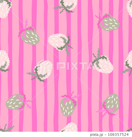 Cute strawberries seamless pattern. Doodle strawberry endless background. Hand drawn fruits wallpaper Cute strawberries seamless pattern. Doodle strawberry endless background. Hand drawn fruits wallpaper 106357524