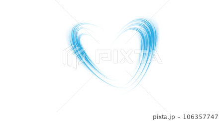 Abstract blue light lines of movement and speed in the shape of heart. Glow light effect. PNG. 106357747