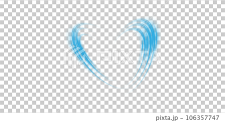 Abstract blue light lines of movement and speed in the shape of heart. Glow light effect. PNG. 106357747
