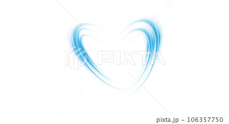 Abstract blue light lines of movement and speed in the shape of heart. Glow light effect. PNG. 106357750