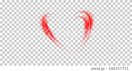Abstract red light lines of movement and speed in the shape of heart. Glow light effect. PNG. 106357751