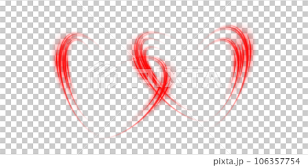 Abstract red light lines of movement and speed in the shape of two hearts. Glow light effect. PNG. 106357754