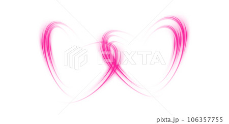 Abstract pink light lines of movement and speed in the shape of two hearts. Glow light effect. PNG. 106357755
