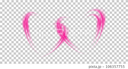 Abstract pink light lines of movement and speed in the shape of two hearts. Glow light effect. PNG. 106357755