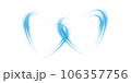Abstract blue light lines of movement and speed in the shape of two hearts. Glow light effect. PNG. 106357756