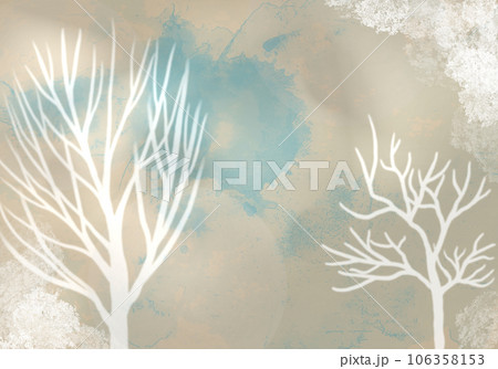 幻想的な森・白い木とにじみ水彩風景イラスト 106358153