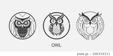 Modern abstract Owl logo template. Owl bird line art. 106358311