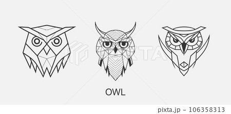 Modern abstract Owl logo template. Owl bird line art. 106358313