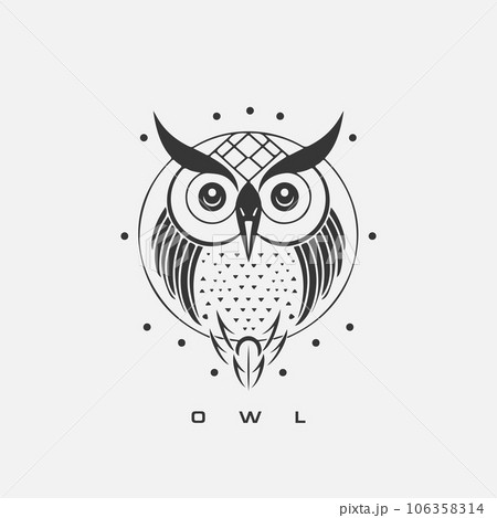 Modern abstract Owl logo template. Owl bird line art. 106358314
