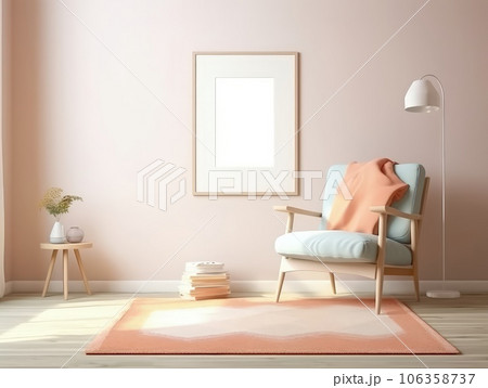 Mock up frame on the wall with room decoration and furniture. Generative AI 106358737