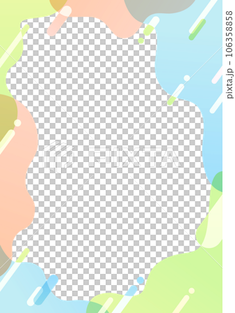 ブルーとピンクのウェーブのフレーム背景素材 106358858