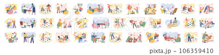 Game together. Family fun. Friendship time. Vector illustration. Engaging in board game brings people closer and encourages healthy competition People playing games together discover new aspects of Game together. Family fun. Friendship time. Vector illustration. Engaging in board game brings people closer and encourages healthy competition People playing games together discover new aspects of 106359410