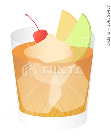 カクテルの日本風オールドファッションイラスト素材 106359487