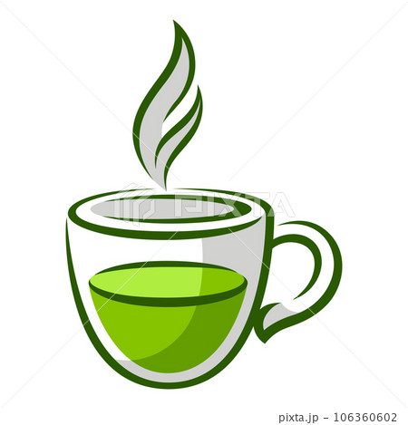 Cup of green tea. Illustration of traditional drink. 106360602