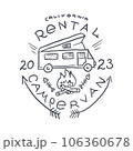 Car Rental Vampervan Vintage Logo Label hand Drawn. Vector 106360678