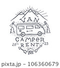 Car Rental Vampervan Vintage Logo Label hand Drawn. Vector 106360679