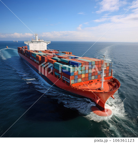 Cargo ship with containers on board Cargo ship with containers on board 106361123