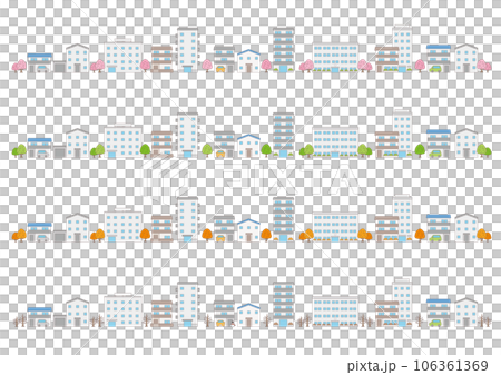 A set of illustrations of a cityscape with a sense of season_with main line 106361369