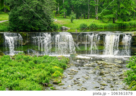 Jagala Waterfall in Northern Estonia, highest natural waterfall in Estonia on sunny summer day 106361879