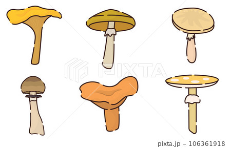 Sert of different colored mushroom icons Vector 106361918