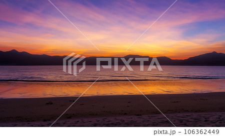beautiful sunset on the beach and sea 106362449