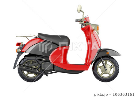 Motor scooter, scooter. Red color, side view. 3D rendering 106363161