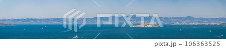 Sunny view of the building of Alcatraz Island 106363525