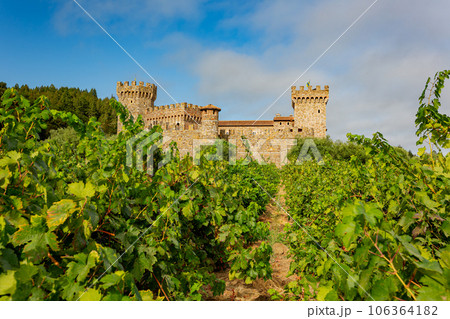 Sunny exterior view of the Castello di Amorosa winery Sunny exterior view of the Castello di Amorosa winery 106364182