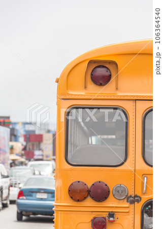 School Bus on american country road in morning School Bus on american country road in morning 106364540